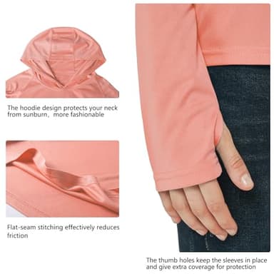 Willit Women's UPF 50+ Sun Protection Hoodie SPF Shirt Long Sleeve Hiking Fishing Outdoor Shirt Lightweight Hoodie Salmon XXL - Image 4