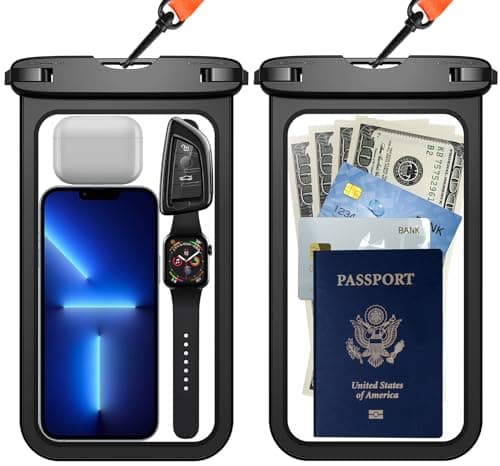 Temdan 2 Pcs Waterproof Phone Pouch, [Up to 10" Large] Universal IPX8 Waterproof Cell Phone Case Dry Bag with Lanyard for iPhone 16 Pro Max/16E/15/14/13,Galaxy S25 Ultra/S24/S23 for Vacation -Black - Image 1