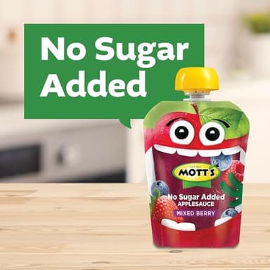 Mott's No Sugar Added Mixed Berry Applesauce, 3.2 Oz Clear Pouches, 48 Count (4 Packs Of 12), Good Source Of Vitamin C, No Artificial Flavors - Image 6