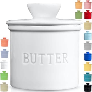 PriorityChef Butter Crock with Lid with Water Line,Ceramic French Butter Dish to Leave On Counter, White - Image 7
