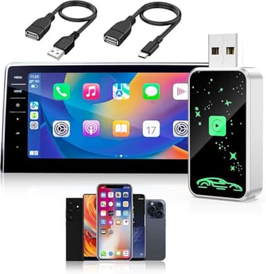 Mini Wireless Carplay Adapter for iPhone, 2025 2 in 1 Stable Universal Wireless carplay Adapter, Fast Convert Factory Wired to Wireless CarPlay Dongle Cars for auto for Android for Apple for iOS - Image 1