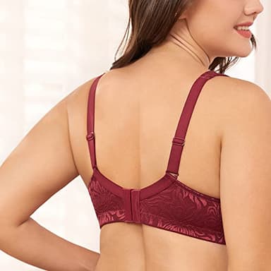 Wingslove Women's Full Coverage Non Padded Comfort Minimizer Wire-Free Bra Plus Size(Wine Red,36DD) - Image 5