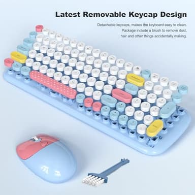MOFII Wireless Keyboard and Mouse, USB 2.4GHz Full Size Typewriter Keyboard and Cute Cat Shape Design Mouse Combo for Windows 7/8/10, Laptop, Desktop, PC, Computer (Blue Colorful) - Image 4