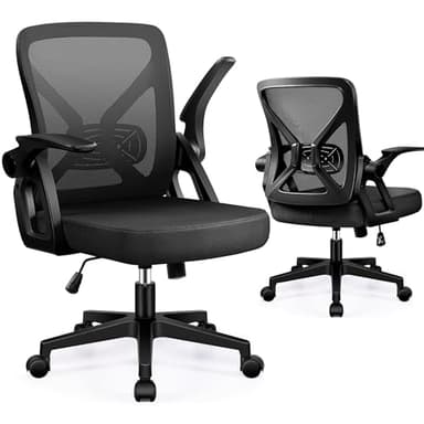 FelixKing Office Chair - Ergonomic Desk Chair Breathable Mesh Task with Wheels and Lumbar Support Home Desk Office Chairs with Flip up Armrest Rolling Swivel for Home Computer Black - Image 1