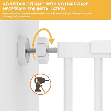 YITAHOME Extra Tall 55" High Metal Dog Gate with Cat Door, 29.5"- 62.5" Wide Auto Close Pet Gate Indoor for Stairs, Doorways, House, No Drilling Pressure Mount, Sturdy, White - Image 6