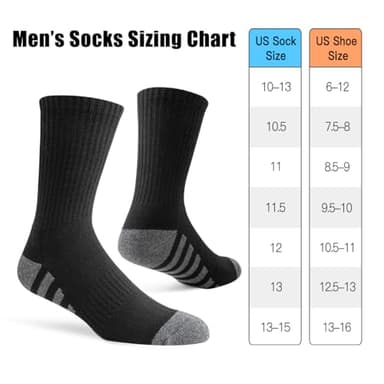 JOYNÉE 8 Pairs Mens Crew Work Cushion Socks Long Athletic Running Socks Workout Breathable Socks,Black,Sock Size:10-13 - Image 6