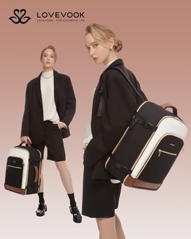 LOVEVOOK Large Travel Backpack for Women, TSA Carry on Backpack for Airplanes, 40L Personal Item Travel Bag for Women fits 17" Laptop,Waterproof Carry on Bag Airplane Approved with 3 Packing Cubes - Image 6