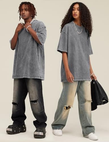 Arssm 3 Pack Men Oversized T Shirts Vintage Tee Loose Fit Short Sleeve Casual Streetwear Baggy Washed Unisex Tops(BlackGreyKhaki-M) - Image 5