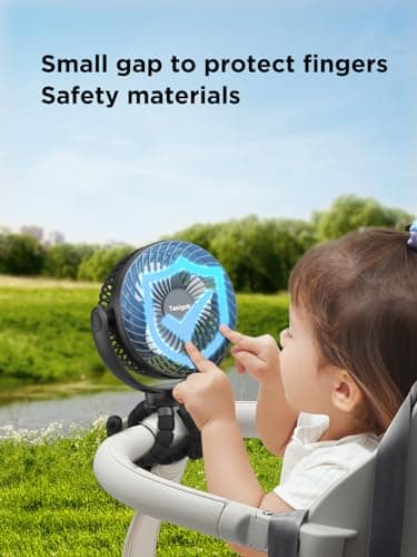 Tasigok Portable Stroller Fan, 4000mAh Battery Operated Mini Personal Baby Fan with Night Light, 26H 3 Speeds Rechargeable, 360° Rotate Handheld Desk Cooling for Car Seat Crib Treadmill Travel - Image 6