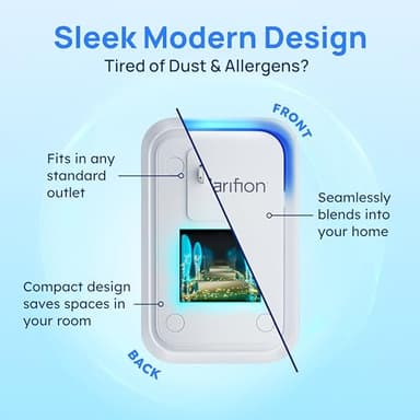 Clarifion - Air Ionizers for Home (3 Pack), Negative Ion Filtration System, Quiet Air Freshener for Bedroom, Office, Kitchen, Portable Air Filter Odor, Smoke Dust, Pets, Eliminator, Mini Air Cleaner - Image 3
