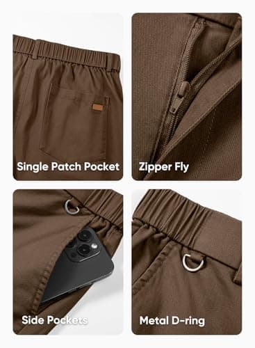 JMIERR Men's Stretch Chino Pants Business Casual Elastic Waist Travel Essentials Pant Slim Fit Tapered Cotton Twill Work Athletic Golf Dress Chocolate Brown Trousers, XL, Coffee - Image 8