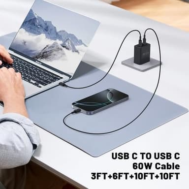 QZIIW Super Fast Samsung Charger Type C,45W Dual Port USB C Fast Charger Block [2-Pack] & Extra Long 60W 3/6/10/10FT USB C Cable - PD Quick Charging 3.0 For Samsung Galaxy S25 Ultra/S24+/S23 iPhone 16 - Image 6