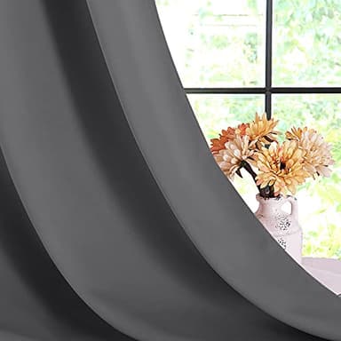 NICETOWN Grey Kitchen Blackout Short Curtain Panels for Bedroom, 45 Inch Long Thermal Insulated Grommet Top Blackout Draperies and Drapes (2 Panels, W42 x L45 -Inch, Grey) - Image 6