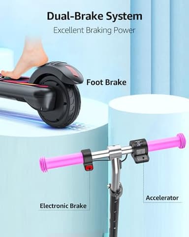 Gyroor Electric Scooter for Kids, E-Throttle 150W Motor LED Display, H30Max-Pink - Image 3