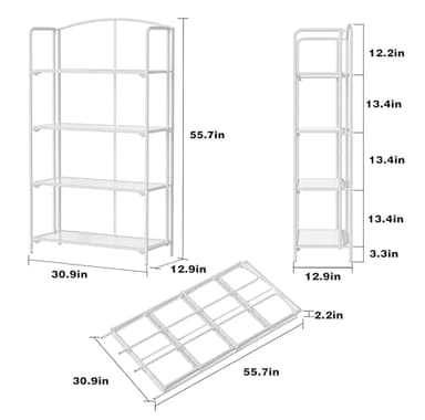 Crofy No Assembly Folding Bookshelf for Living Room, 4 Tier White Collapsible Book Shelf for Home Office, Portable Bookcase Storage Organizer - Image 3