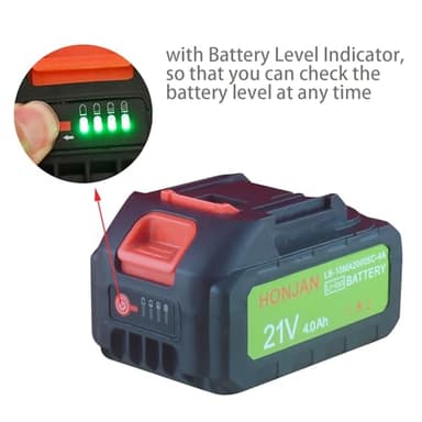 HONJAN 4.0Ah 21V Replacement Rechargeable Li-ion Battery with Level Indicator for Cordless Paint Sprayer Tire Inflator Compatible with Most Makita Interface Battery Cordless Power Tools - Image 4