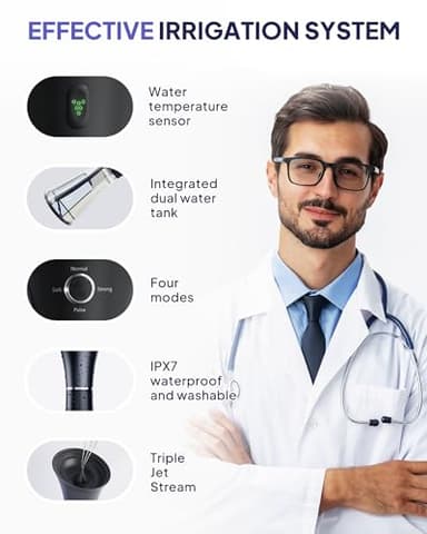 KAUGIC Upgraded Ear Wax Removal with One-Piece Waste Tank, Safe Cleaner with Water Temperature Sensor, Effective Ear Irrigation Kit & USB-A to C Cable, IPX7, Black - Image 5