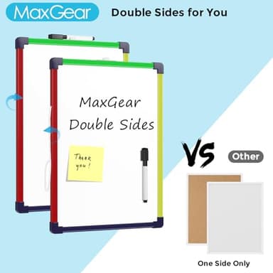 MaxGear Colorful Small Dry Erase Board, 14"x11" Double-Sided Hangable with Dry Erase Marker, Portable Whiteboard for Home School Office - Planning Writing Learning Drawing Art Education - Image 3