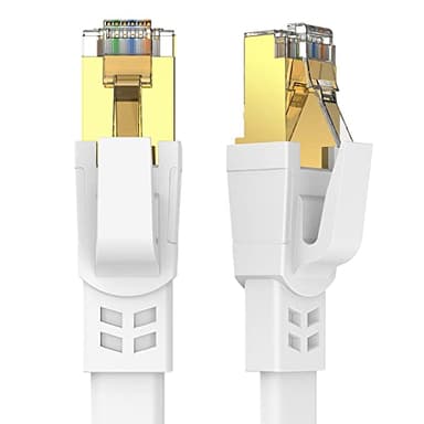 Qiuean Cat8 Ethernet Cable 100FT, High Speed Outdoor and Indoor Available Cat8 Network Cable - 40Gbps, 2000Mhz, Gold Plated RJ45 Connector - 30M, White - Image 1