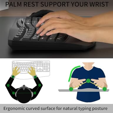 Wireless Keyboard and Mouse Combo,2.4G Full Size Wave Keys Ergonomic Keyboard with Wrist Rest for Natural Typing, 3 DPI Adjustable Ergonomic Silent Mouse for Computer/Laptop/Windows/Mac (Black) - Image 6