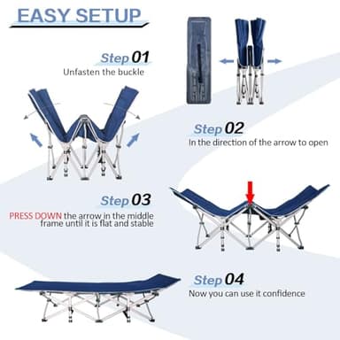 GETOVIN 2 Pack Camping Cot with Mattress Comfortable Cots for Sleeping Sleeping Cot Folding Cot Double Layer Oxford Heavy Duty Camping Bed with Carry Bag for Home Office Nap Outdoor Travel - Image 2