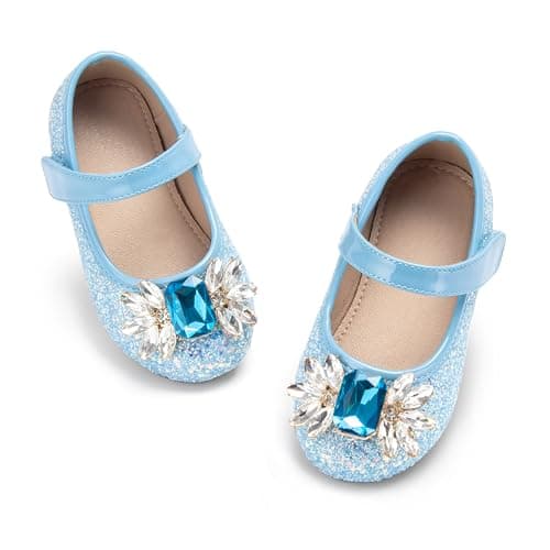 Otter MOMO Toddler Little Girls Princess Shoes Mary Jane Ballerina Flats Flower Girl Dress Blue Shoes Size 5 - Image 1