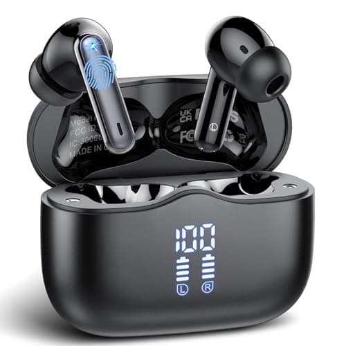 Wireless Earbuds, 2025 Bluetooth 5.4 Headphones in Ear with Stereo Deep Bass, 40H Bluetooth Ear Buds with 4 ENC Noise Cancelling Mics, IP7 Waterproof Earphones Hands-Free Calls Dual LED Display USB-C - Image 1