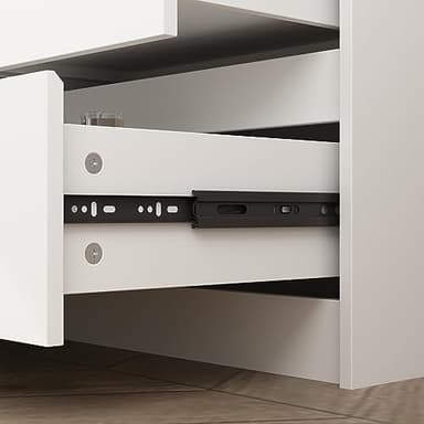 Hitow 9 White Drawer Dressers, Modern Large Dresser for Bedroom Organize, Wooden Long Dresser with 9 Handle Free Drawers, Storage Chest of Drawers for Living Room Office, Ball Bearing Slide (63" W) - Image 6