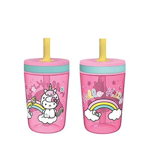 Zak Designs 15oz Hello Kitty Kelso Tumbler Set, Leak-Proof Screw-On Lid with Straw Made of Durable Plastic and Silicone, Perfect Bundle for Kids, 2 Count (Pack of 1) - Image 1
