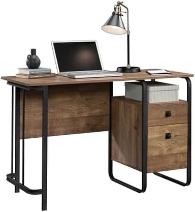 Sauder Station House Single Pedestal Desk, Etched Oak Finish - Image 6