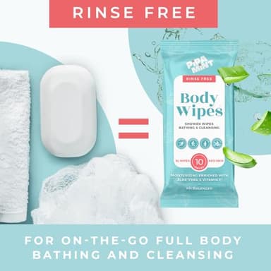 Body Wipes XL Shower Wipes Body Wipe for Adults Bathing, Traveling, Camping, Gym, Car, Elderly, Bedridden - Disposable Washcloths for Adults No Rinse 1 Box, 5 Pack (50 ct) - Image 2