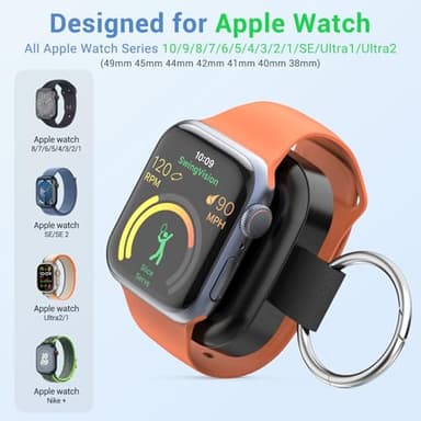 Temdan Portable Wireless Charger for Apple Watch Magnetic iwatch Charger 1200mah Power Bank Camping Travel Essentials Watch Charger for Series 10/9/8/7/6/Se/5/4/3/2/1/Ultra/Ultra 2-Black - Image 5