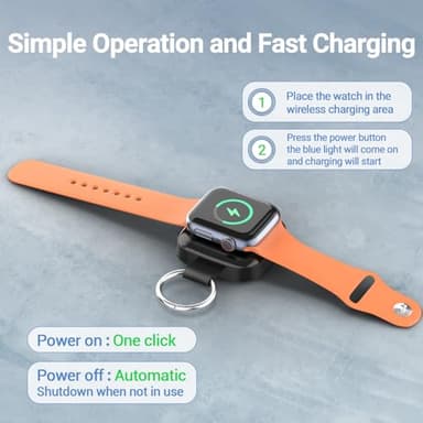 Temdan Portable Wireless Charger for Apple Watch Magnetic iwatch Charger 1200mah Power Bank Camping Travel Essentials Watch Charger for Series 10/9/8/7/6/Se/5/4/3/2/1/Ultra/Ultra 2-Black - Image 4