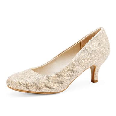 DREAM PAIRS Women's Dress Comfortable Low Heel Pump Shoes,Size 8.5,Gold,LUVLY - Image 1