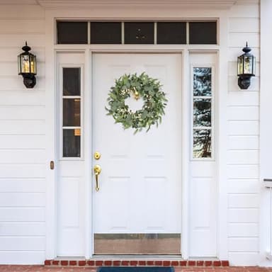 CEWOR 20in Eucalyptus Wreath for Front Door Spring Wreath for Farmhouse Front Porch Home Window Decor - Image 5