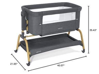 ANGELBLISS 3 in 1 Baby Bassinet, Rocking Bassinets Bedside Sleeper with Comfy Mattress and Wheels, 6 Height Adjustable Easy Folding Portable Bedside Crib for Newborn Infant - Image 8