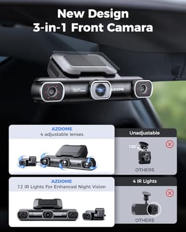 AZDOME 360° 4 Channel Dash Cam, Built-in 128GB eMMC, 2K+1080P*3 Dashcam Front and Rear Inside Left Right, Voice Control, 5G WiFi Dash Camera for Cars with 4 Adjustable Lenses, IR Night Vision, M660 - Image 8
