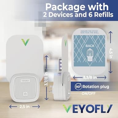 VEYOFLY Fly Trap Indoor, Fruit Fly Traps for Indoors Flying Insect (2 Device + 6 Refills) Gnat Traps for House Indoor, Bug Zapper Indoor, Gnat Killer Catcher & Fruit Fly Killer Light Plug in - Image 7