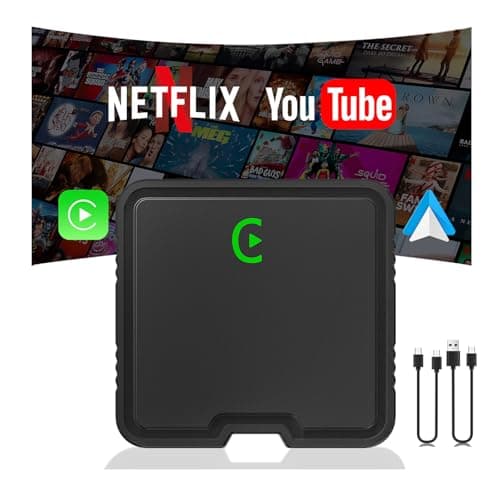Wireless Carplay Adapter with Netflix YouTube TF Card Plug & Play, Wireless AI Box Car Play Adapter & Android Auto Dongle Easy to Setup, Fits for OEM Wired CarPlay Cars