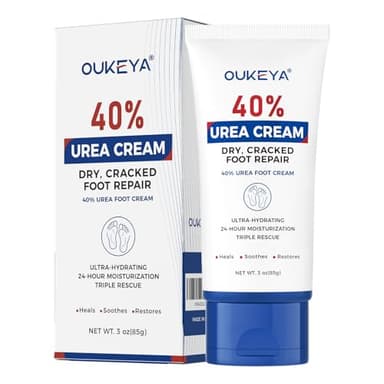 OUKEYA Urea Cream 40 Percent Tube 3 Oz, Foot & Hand Cream for Dry Cracked, 40 per Urea Lotion for Feet Maximum Strength - Image 1