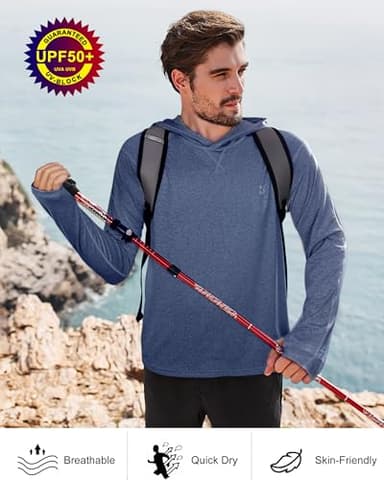 Roadbox UPF 50+ Fishing Shirts for Men Long Sleeve UV Sun Protection Hoodie Outdoor Hiking Shirts - Image 5
