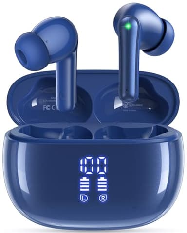 HUIFU Ear Buds Wireless Earbuds - Bluetooth Headphones 40H Playtime LED Display Deep Bass Stereo in-Ear Earphones with IPX7 Waterproof for iPhone Android Phone Tablet Laptop, Navy Blue - Image 2