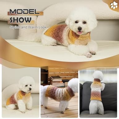 YUDODO Dog Sweater for Small Dogs Colorful Knitted Puppy Sweater Pet Dog Winter Clothes Warm Sweater for Yorkies Chihuahua(Large,Gradient Brown) - Image 4