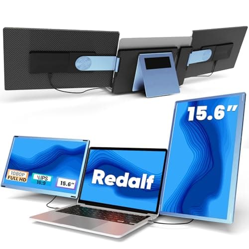 Redalf Laptop Screen Extender, 15.6" FHD 1080P Triple Portable Laptop Monitor Extender with Type-C USB HDMI Plug-Play for Mac, Windows, Chrome, Android, Fits All Laptops - Image 1