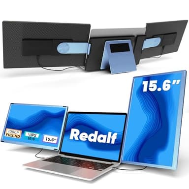 Redalf Laptop Screen Extender, 15.6" FHD 1080P Triple Portable Laptop Monitor Extender with Type-C USB HDMI Plug-Play for Mac, Windows, Chrome, Android, Fits All Laptops - Image 1