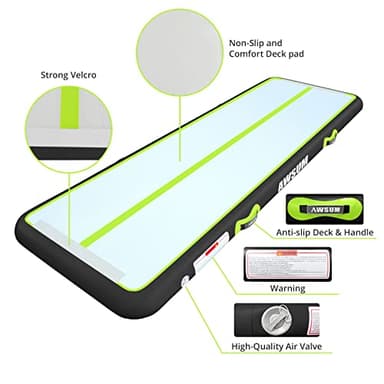 AWSUM 13ft x 6.6ft x 4inches Gymnastics Air Mat Tumbling Mat Tumble Track with Electric Air Pump for Gym/Cheerleading/Water/Yoga/Home use (4 * 2 * 0.1M,Green) - Image 4