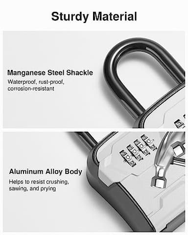 Puroma Lock Box, Key Lock Box Wall Mount & Portable Combination Lockbox with Resettable Code, Security Lockbox for Outside House Keys, Apartment Realtors Spare Keys Storage (1 Pack, Gray) - Image 3