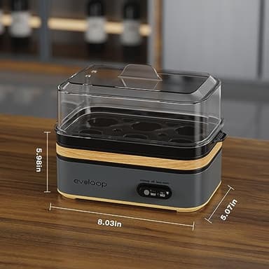 Evoloop Rapid Egg Cooker Electric 6 Eggs Capacity, Soft, Medium, Hard Boiled, Poacher, Omelet Maker Egg Poacher With Auto Shut-Off, BPA Free - Image 7