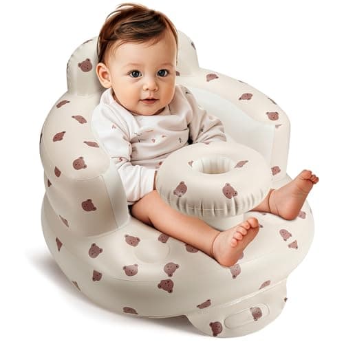 Inflatable Baby Seat for 3-36 Months, Back Support, Built-in Air Pump, Learning to Sit, Blow Up Floor Seat with Tray - Image 1