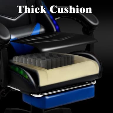 Czlolo Gaming Chair, Racing Style RGB LED Lights Gaming Chairs for Adults and Kids, Lumbar Massager Gamer Chair, High Back Reclining Computer Chair with Footrest and Headrest (Black/Blue) - Image 8